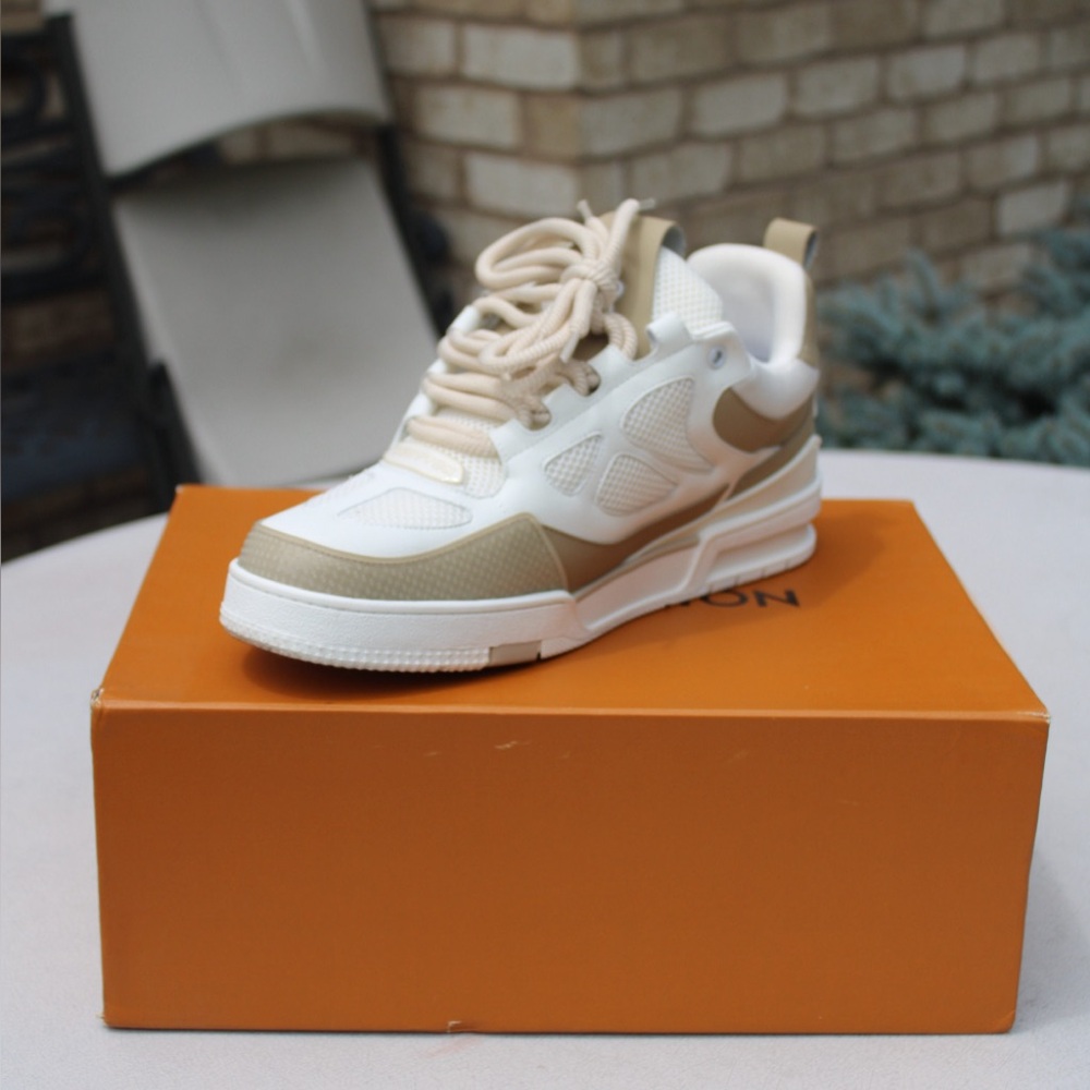 Louis Vuitton White and Tan Sneakers